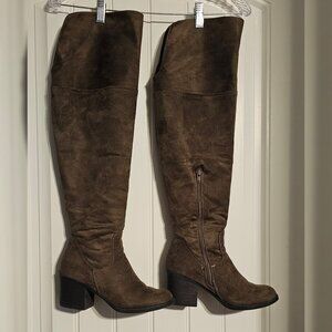 Journee Standard Calf Over the Knee Faux Suede Boots